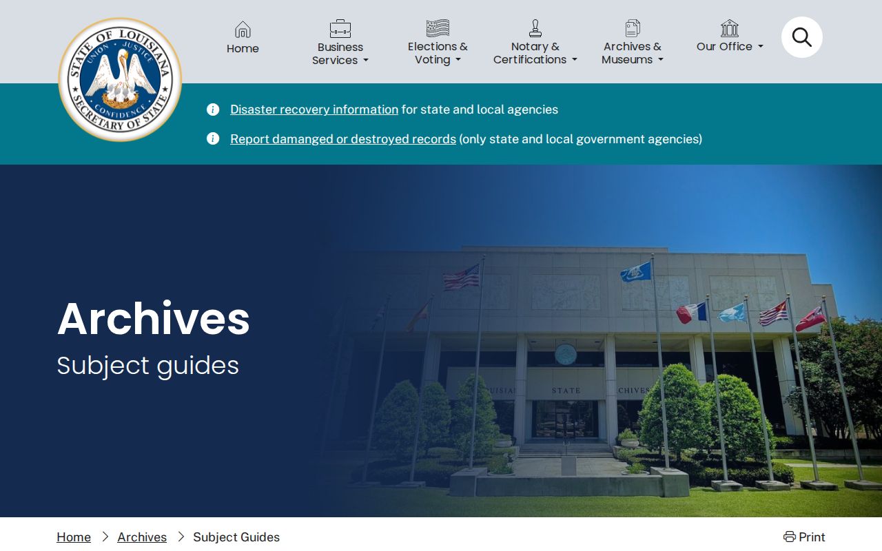 Louisiana State Archives subject guides for New Iberia historical directory research