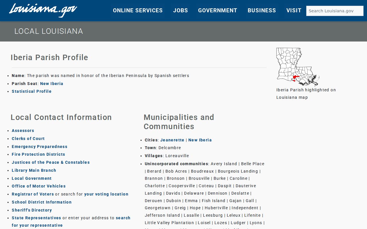 New Iberia residents directory official Iberia Parish profile