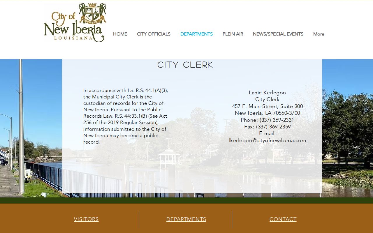 New Iberia residents directory City Clerk records custodian