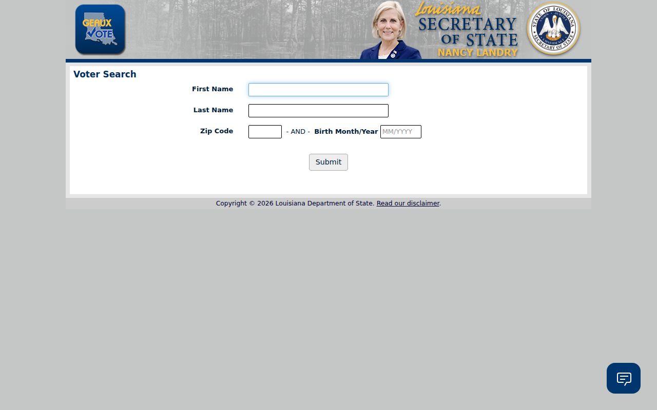 New Iberia resident lookup Louisiana voter name form