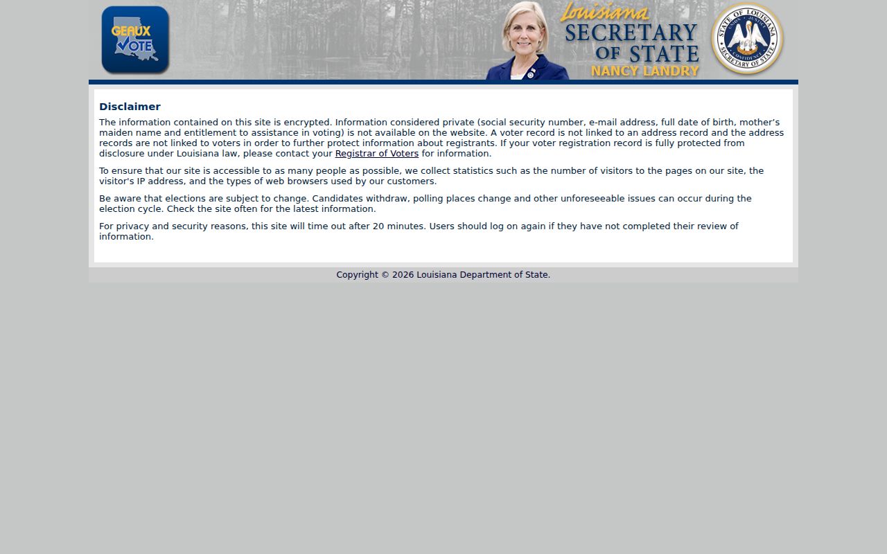 New Iberia ZIP code directory voter privacy disclaimer